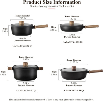 13 Pcs Pots and Pans Set Nonstick, Titanium Nonstick Cookware Sets for All Stovetops, Induction Compatible Kitchen Cooking Set with Frying Pans, Saucepans & Silicone Utensils, PFOA PFOS Free3