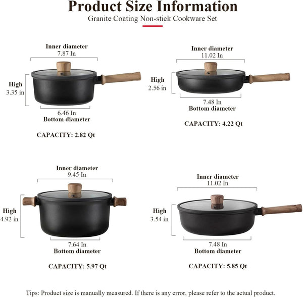 13 Pcs Pots and Pans Set Nonstick, Titanium Nonstick Cookware Sets for All Stovetops, Induction Compatible Kitchen Cooking Set with Frying Pans, Saucepans & Silicone Utensils, PFOA PFOS Free3