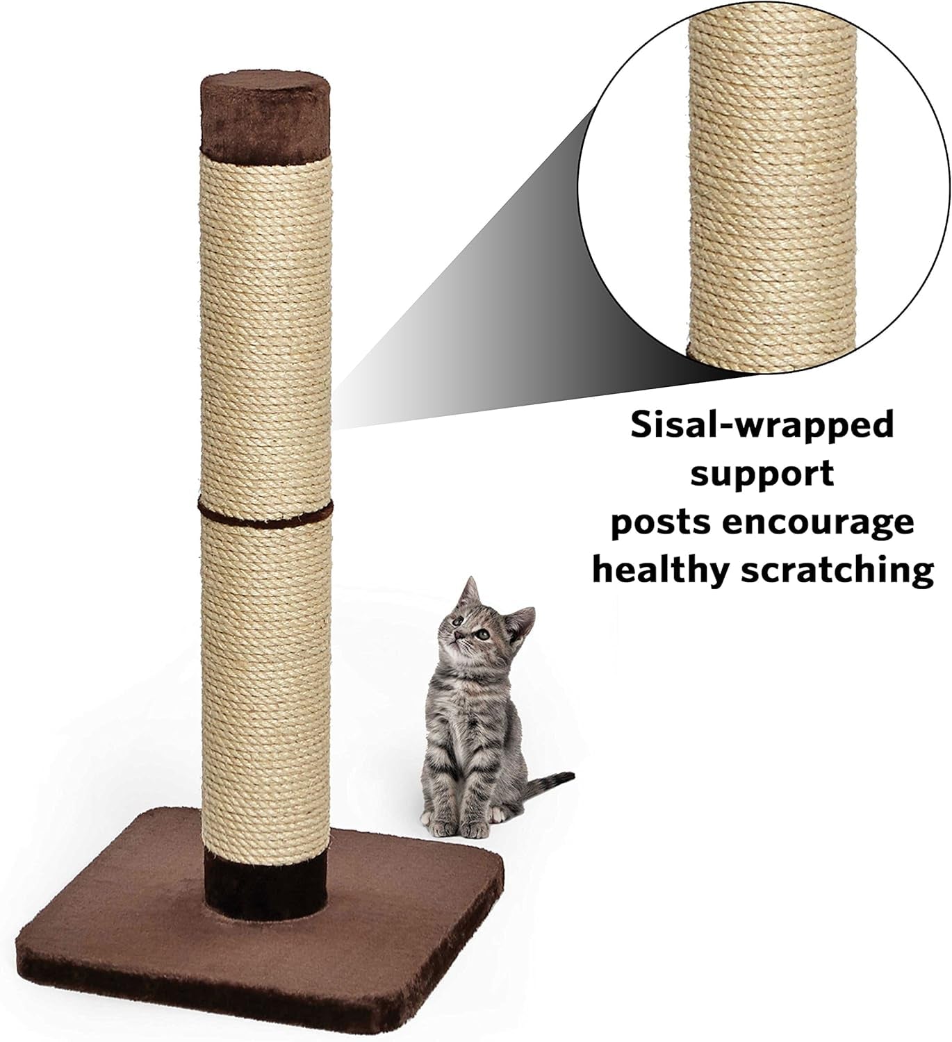 midwest-homes-for-pets-feline-nuvo-grand-forte-scratching-post-41-inches-tall-heavy-duty-sisal-post-with-wide-base-thick-brown-faux-fur-for-large-and-multi-cat-households
