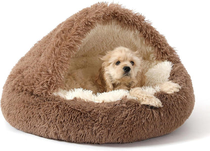 NOYAL round Hooded Donut Dog Bed for Small & Medium Pets - Plush Fluffy Anti-Anxiety Cat Cave Bed with Cover22