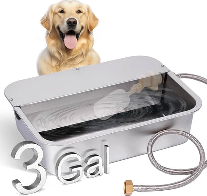 6 Gal Automatic Dog Water Bowl Dispenser Stainless Steel Dog Waterer for Large Breed Dogs, Outdoor Extra Large Bowl for Cats Pets Livestock Chicken9