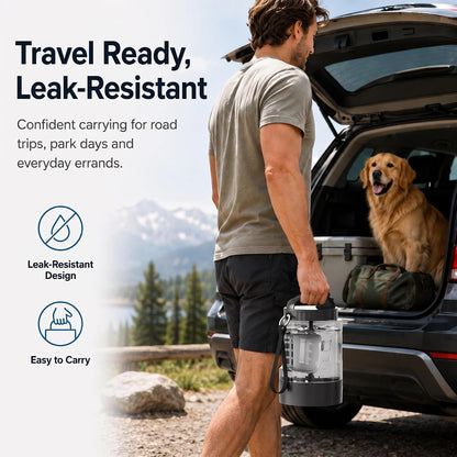 Lesotc Portable Dog Water Bowl Dispenser - 77Oz Travel Water Bottle with Pop-Out Drinking Bowl, No-Spill Design for Camping, Hiking & Car Rides - Keep Your Dog Hydrated Anywhere, Black3