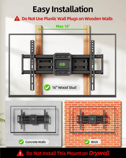 Full Motion TV Wall Mount for 42-82 Inch Tvs up to 120Lbs, Wall Mount TV Bracket with Articulating Swivel Tilt Extension Leveling, Max VESA 600X400Mm Fits 12/16" Wood Stud4