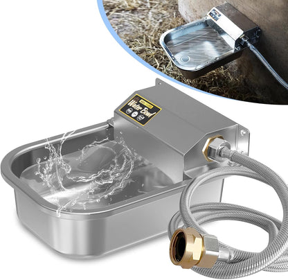 PETIMI Automatic Water Dispenser for Dogs, 101Oz Outdoor Dog Water Bowl, 304 Stainless Steel Water Feeder for Small to Large Pets, Large Livestock Waterer, Anti-Tipping, Water Auto-Fill, Easy to Clean1