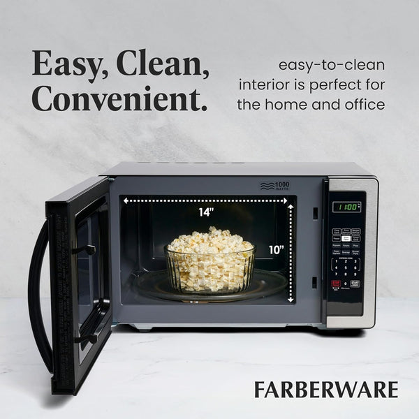 1.1 Cu. Ft. Countertop Microwave Oven – 1000 Watts Power, Auto Cook Settings, Defrost, Easy Clean and Child Safety Lock - Stainless5
