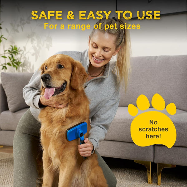 Deshedding Dog Brush for Shedding – Self Clean Cat Brush Deshedding & Grooming Tool for Long Haired and Short Haired Dogs, Slicker Brushes for Dogs, Skin-Friendly, Retractable Bristles, Easy to Clean4