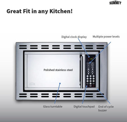 Summit 24” over the Range Microwave, 0.9 Cu.Ft. Built in Microwave, Stainless Steel- OTR247