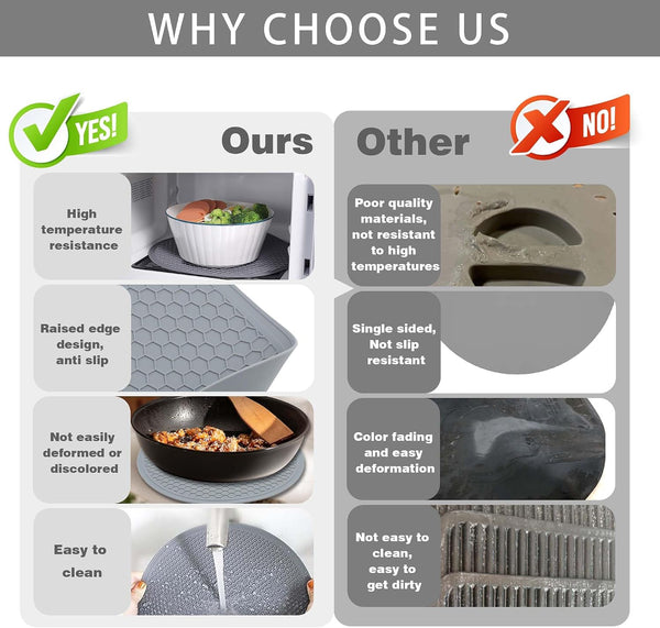 Silicone Microwave Mat - round 12" X 12" - Set of 2 Heat Resistant Multifunctional Mat, Splatter Guard, Trivet, Hot Pad, Pot Holder5