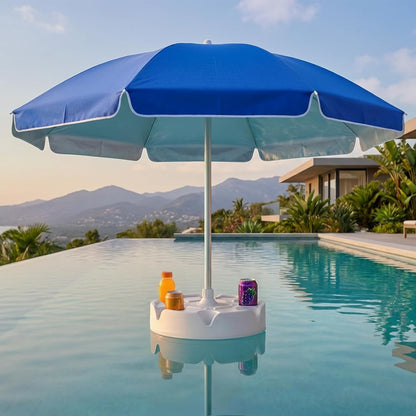 7FT Floating Table Umbrella with Base & Cup Holder, Portable Pool Umbrella for inside of Pool, Floating Poolside Shade Include Easy Carry Bag for Swimming Area, Beach, Lake House, Navy1