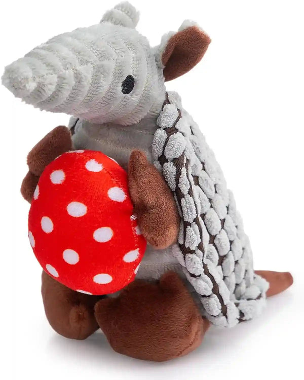 Hollypet Plush Dog Squeaky Toy Stuffed Armadillo Animal Pet Puppy Chew Toys with Clean Teeth for Small Medium Large All Breed Sizes Dogs, Gray, 8 In18