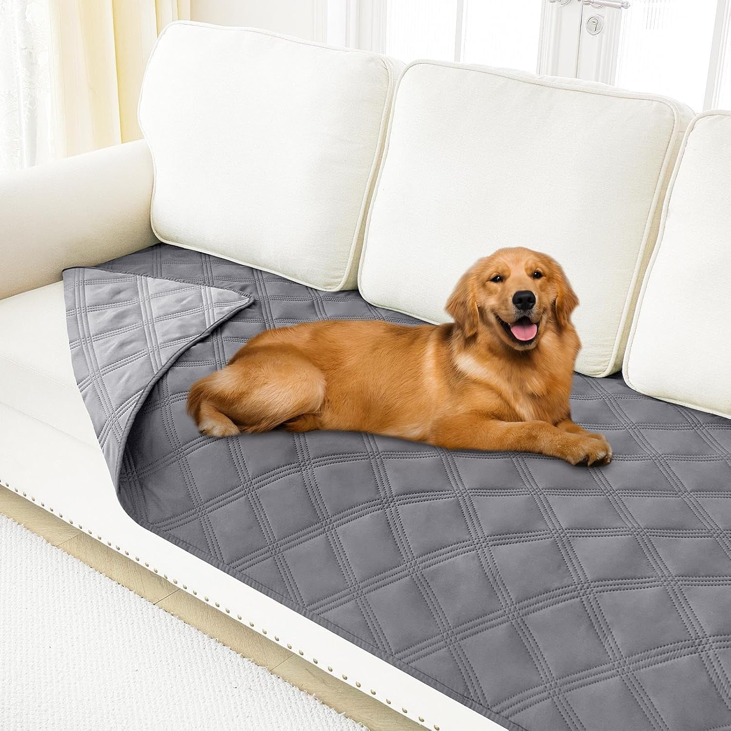 smiry-waterproof-dog-bed-cover-reversible-pet-blanket-for-sofa-couch-soft-washable-dog-blanket-leakproof-couch-cover-for-dogs-cats-furniture-protection-52x82-grey-dark-grey