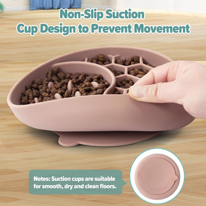 Slow Feeder Dog Bowls, Silicone Pet Food Bowls with Suction Cups, Non-Slip Dog Feeding Slow down Pet Eating Speed for Fast Eaters, Anxiety Relief & Fun Added (Pink)7