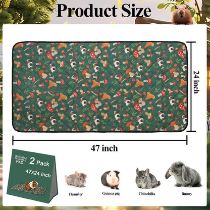 Mechpia 2 Pack Guinea Pig Cage Liners - Washable 47"X24" Bedding Pee Pad, Super Absorbent, Waterproof & Anti-Slip Reusable Mat for Rabbit, Hamster, Rat6