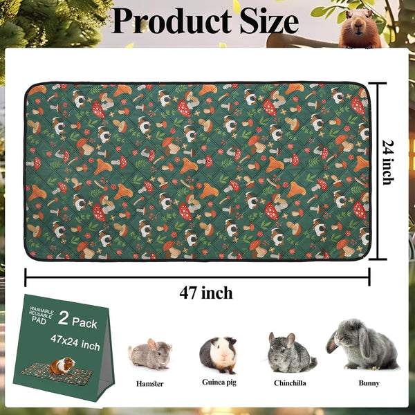 Mechpia 2 Pack Guinea Pig Cage Liners - Washable 47"X24" Bedding Pee Pad, Super Absorbent, Waterproof & Anti-Slip Reusable Mat for Rabbit, Hamster, Rat6