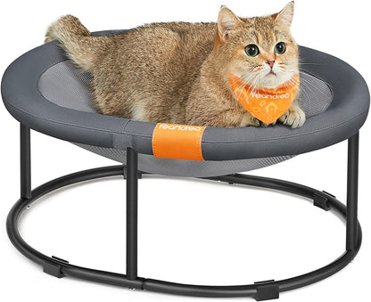 Feandrea 2-Tier Elevated Cat Hammock Bed, Breathable Furniture for Multi-Cat Households Indoor and Outdoor, with Removable Washable Mesh, Steel Frame, for Summer, Dove Gray UPCB012G019