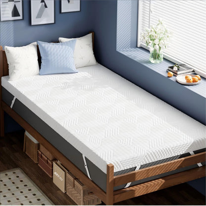 3 Inch Twin XL Memory Foam Mattress Topper,Dorm Room Essentials | Gel Foam Bed Topper with Washable Cover, Non-Slip Back to School Bedding,Pressure-Relieving Mattress Topper for Back Pain1