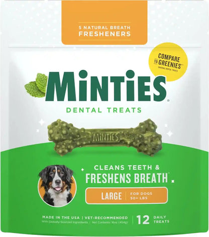 Minties Dog Dental Bone Treats, Tiny/Small Dental Dog Treats, 16 Ounces, Cleans Teeth, Fight Bad Breath, Removes Plaque and Tartar, 40 Count15