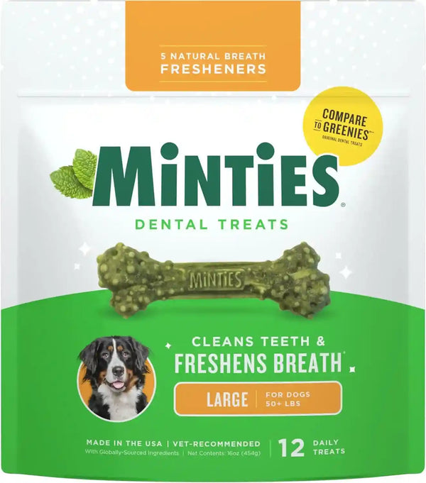 Minties Dog Dental Bone Treats, Tiny/Small Dental Dog Treats, 16 Ounces, Cleans Teeth, Fight Bad Breath, Removes Plaque and Tartar, 40 Count15