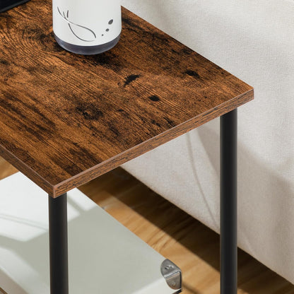 Side Table with Charging Station, Set of 2 End Tables with USB Port and Outlets, Nightstand with 2-Layer Storage Shelves for Small Spaces, Living Room, Bedroom, Rustic Brown BF09UBZP2019