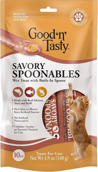 Good ‘N’ Tasty Savory Spoonables with Real Duck, Beef & Rabbit, 6 Count Tube, Triple Flavor Squeezable Lickable Wet Treats for Cats with Built-In Spoon for Less Mess23