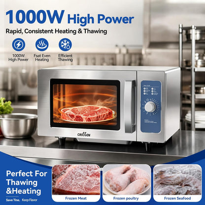 Commercial Microwave Oven Countertop with Dial Controls,0.9Cu Ft,Stainless Steel,6 Cooking Presets,1000W with 5 Power Levels,Easy to Clean for Restaurants|Office|Home Kitchen4