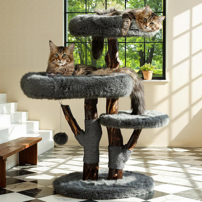 Sopapets Maine Coon Cat Tree for Large Cats, Solid Wood Cat Tower with Removable Cushions and Sisal Scratching Posts, Modern Boho Aesthetic Cat Furniture7