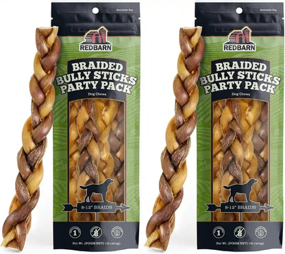 Redbarn Pet Products All Natural 5"-8" Braided Bully Sticks for Small & Large Dogs - Healthy Long Lasting Beef Chews Variety Party Pack - Single Ingredient Low Odor Rawhide Free - 8 Oz Bag17