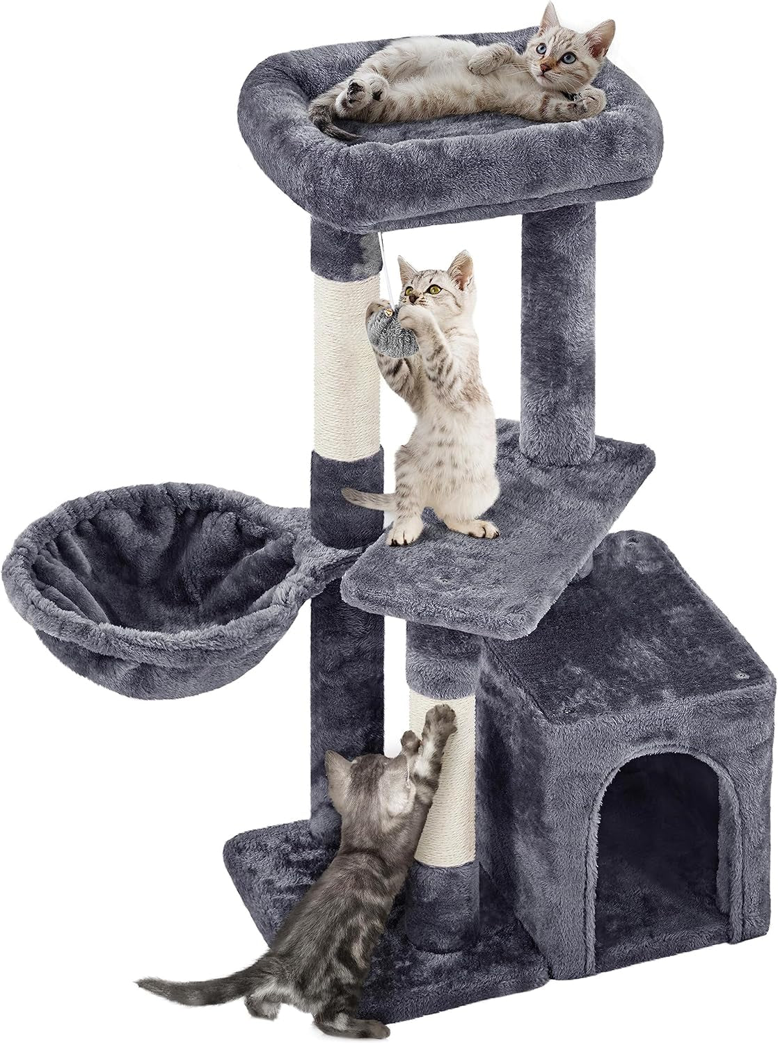 yaheetech-34-5in-scratching-post-cat-scratchers-for-indoor-cats-and-kittens-multifunctional-activity-post-w-sisal-rope-dangling-ball-large-condo-dark-gray