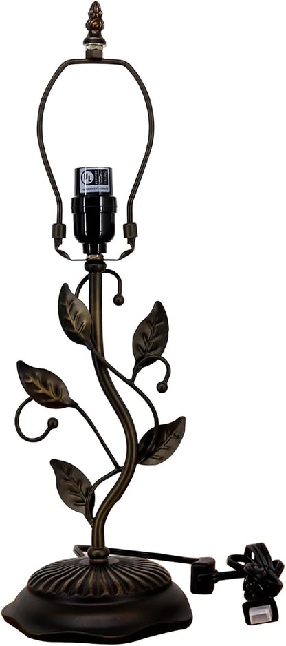 Table Lamp Base Replacement Only (N (W 6 H 20 Inch)) | Fit for 8, 10, 12 Inch Tiffany Style Stained Glass Lampshade, Dark Bronze Finish, Resin, Push Switch on Cord1