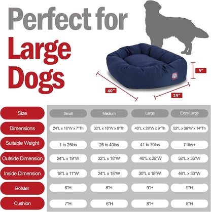 Majestic Pet 40 Inch Bagel Calming Dog Bed Washable – Cozy Soft round Dog Bed with Spine Support for Dogs to Rest Their Head - Fluffy Donut Dog Bed 40X29X9 (Inch) - round Pet Bed Large – Blue3
