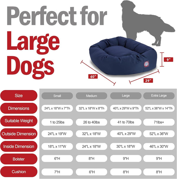 Majestic Pet 40 Inch Bagel Calming Dog Bed Washable – Cozy Soft round Dog Bed with Spine Support for Dogs to Rest Their Head - Fluffy Donut Dog Bed 40X29X9 (Inch) - round Pet Bed Large – Blue3