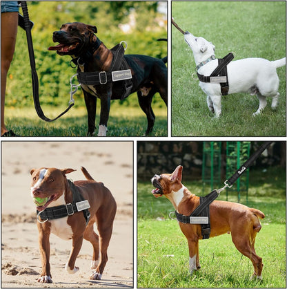 Slowton No Pull Dog Harness - Heavy Duty Dog Harness and Leash Set for Medium Large Dogs, Reflective Tactical Harness with Soft Padded and Front Clip for Easy Walk and Training (Black L)8