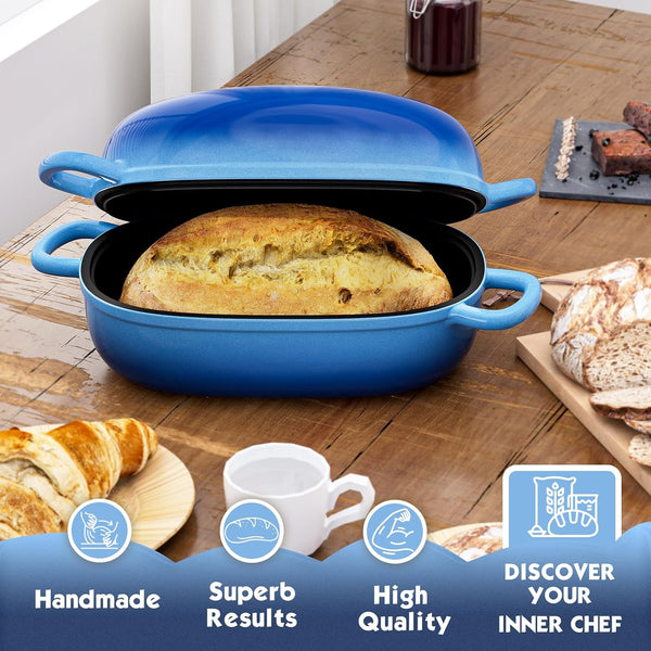Dutch Oven 9X6 Inch, 2.5QT Cast Iron Bread Pans for Bread Baking | Loaf Pan with Lid, Loop Handles, for Homemade Breadmaking, Induction Cooktop, Oven Safe, Cooking Stews & Meats2