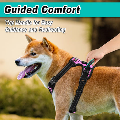 BARKBAY No Pull Pet Harness Dog Harness Adjustable Outdoor Pet Vest 3M Reflective Oxford Material Vest for PINK Dogs Easy Control for Small Medium Large Dogs (L)4