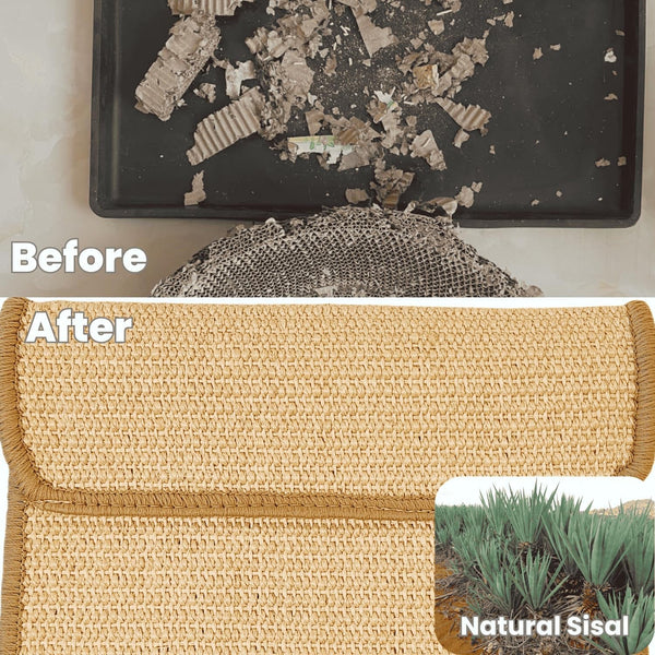 Sisal Cat Scratcher Bed Scratch Chair Aesthetic Cat Lounger Natural Wood Scratch Post Replaceable Sisal Mat with Catnip and Felt Pads,Medium Size(Cloud Edge)3
