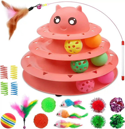 UPSKY Cat Toy Roller 3-Level Turntable Cat Toys Balls with Six Colorful Balls Interactive Kitten Fun Mental Physical Exercise Puzzle Kitten Toys8