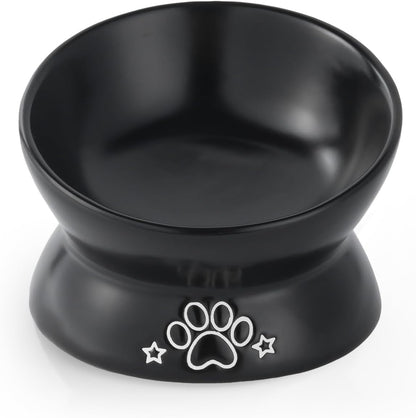Loejan Elevated Cat Food Bowl, 5 Oz Ceramic Raised and Tilted Water Bowl, anti Vomiting and Protect Pets' Spines Dishes for Small Dog, Fat Faced Cat, Kitten (White, 1 Pack)16