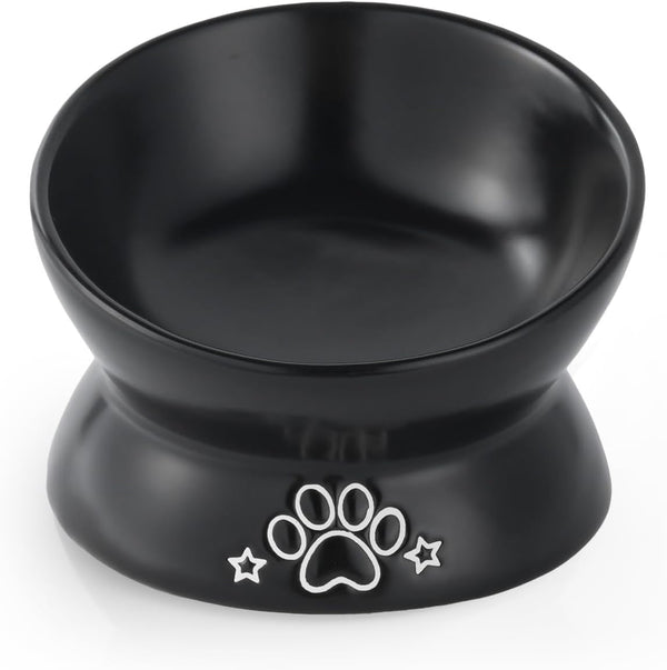 Loejan Elevated Cat Food Bowl, 5 Oz Ceramic Raised and Tilted Water Bowl, anti Vomiting and Protect Pets' Spines Dishes for Small Dog, Fat Faced Cat, Kitten (White, 1 Pack)16