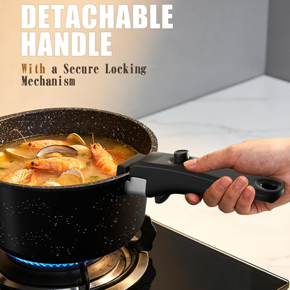 21Pcs Pots and Pans Set Non Stick, Nonstick Ceramic Cookware Sets Detachable Handle, Non Toxic Healthy Induction Cookware, Kitchen Cooking Set, with Frying Pans Set, Dishwasher/Oven Safe6