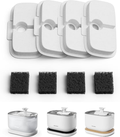 PETLIBRO 4 Packs Replacement Filters for Dockstream Cat Water Fountain PLWF105/PLWF115/PLWF005, 2 Months Set of Replacement Filters for Ultra Quiet Pet Water Fountain1