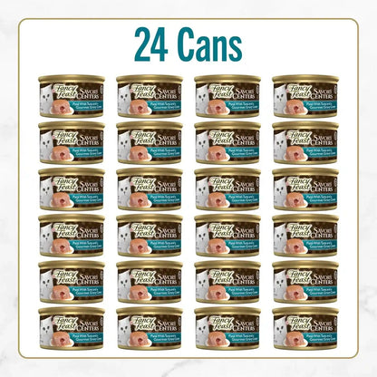 Purina Fancy Feast Savory Centers with Tuna Wet Cat Food Pate with Gourmet Gravy Center, 3 Oz Can, Adult Cat Food3