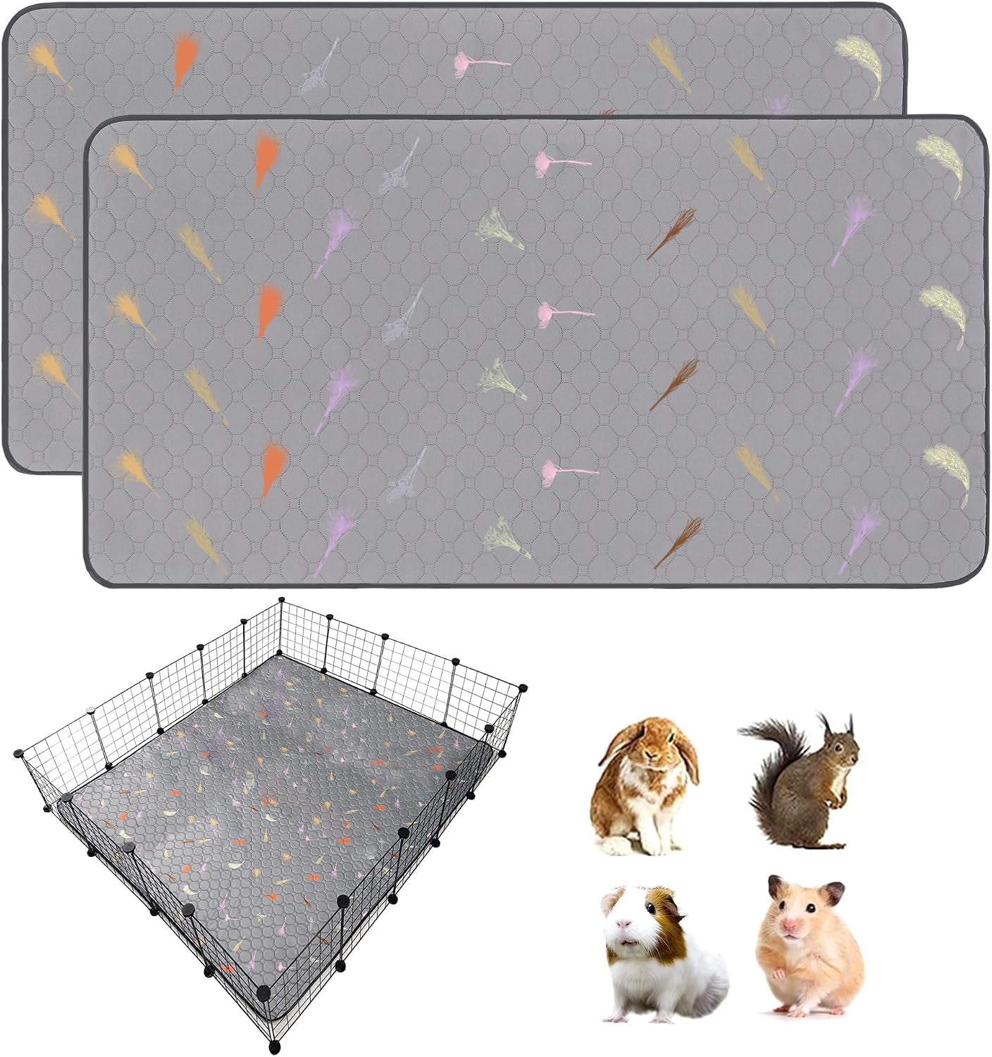 2pcs-guinea-pig-cage-liners-guinea-pig-fleece-cage-liners24x48-super-absorbent-washable-pee-pads-reusable-for-rabbit-hamster-chinchilla
