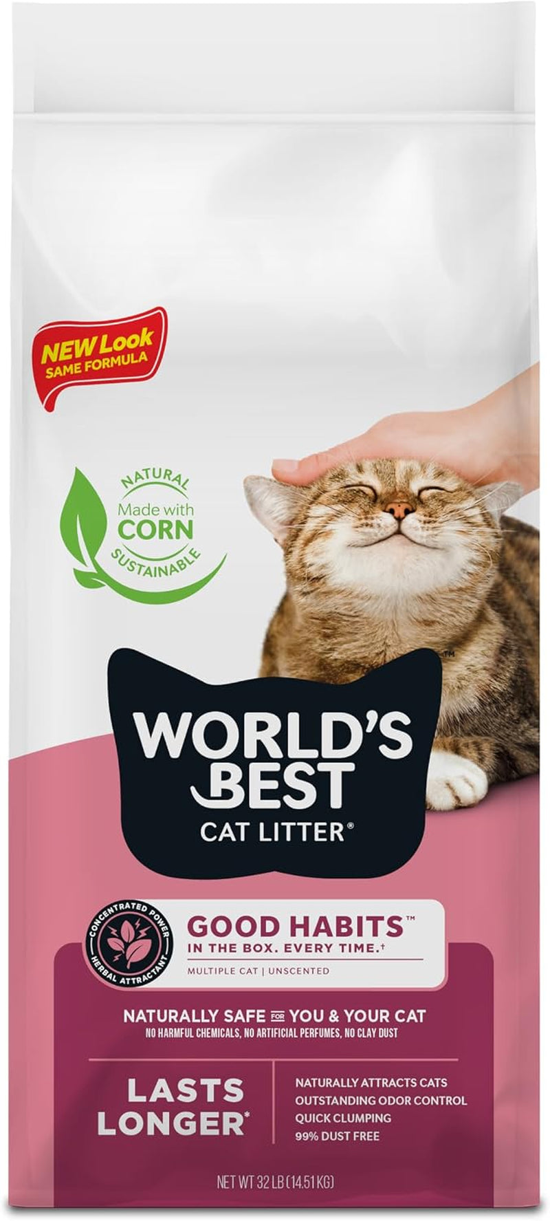 worlds-best-cat-litter-good-habits-cat-attract-litter-unscented-15-lb-attracts-cats-and-kittens-with-plant-based-attractant-natural-corn-litter-quick-clumping-flushable-99-dust-free-formula