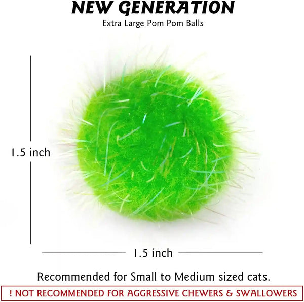 20PCS 1.5INCH Extra Large Cat'S Favorite Chase Glitter Ball Toy | Sparkle Pom Pom Balls2