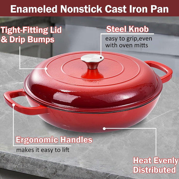 3.5 Quart Enamel Cast Iron Dutch Oven Pot with Lid – Enameled Cookware for Baking, Roasting, and Braising – Durable Cast Iron Pot for Stove Top and Oven Use5
