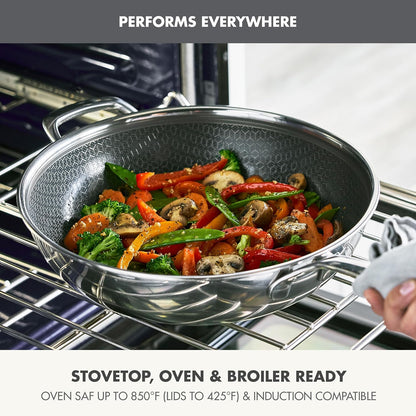 Spectra 12" Wok Pan with Lid, Hybrid Tri-Ply Stainless Steel, Pfas-Free Ceramic Nonstick Textured Cooking Surface, Induction Cookware, Diswasher Safe, Oven & Broiler Temp to 850˚F6