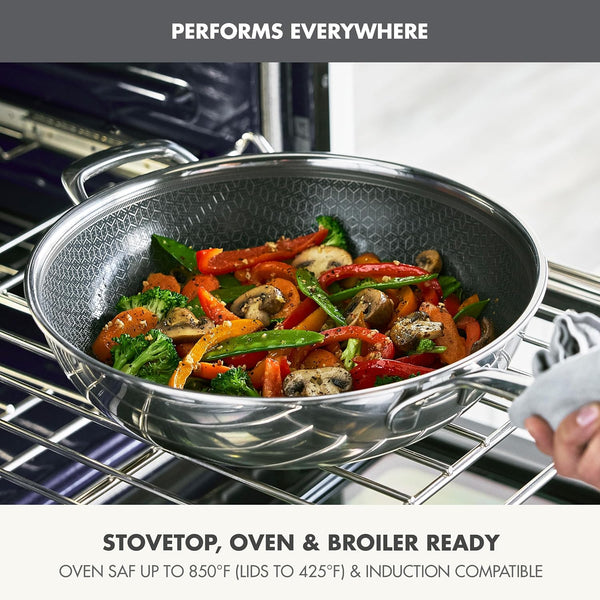 Spectra 12" Wok Pan with Lid, Hybrid Tri-Ply Stainless Steel, Pfas-Free Ceramic Nonstick Textured Cooking Surface, Induction Cookware, Diswasher Safe, Oven & Broiler Temp to 850˚F6