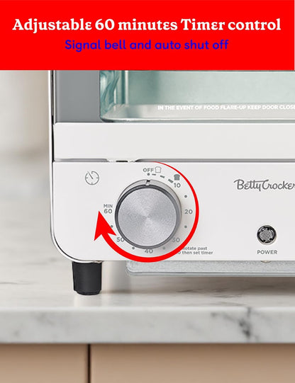 Mini Toaster Oven, 750W, BC-5629W, White | Compact Countertop Oven for Dorms, Rvs, Apartments, 7-Liter Capacity, Adjustable Timer, Includes Baking Tray & Rack6