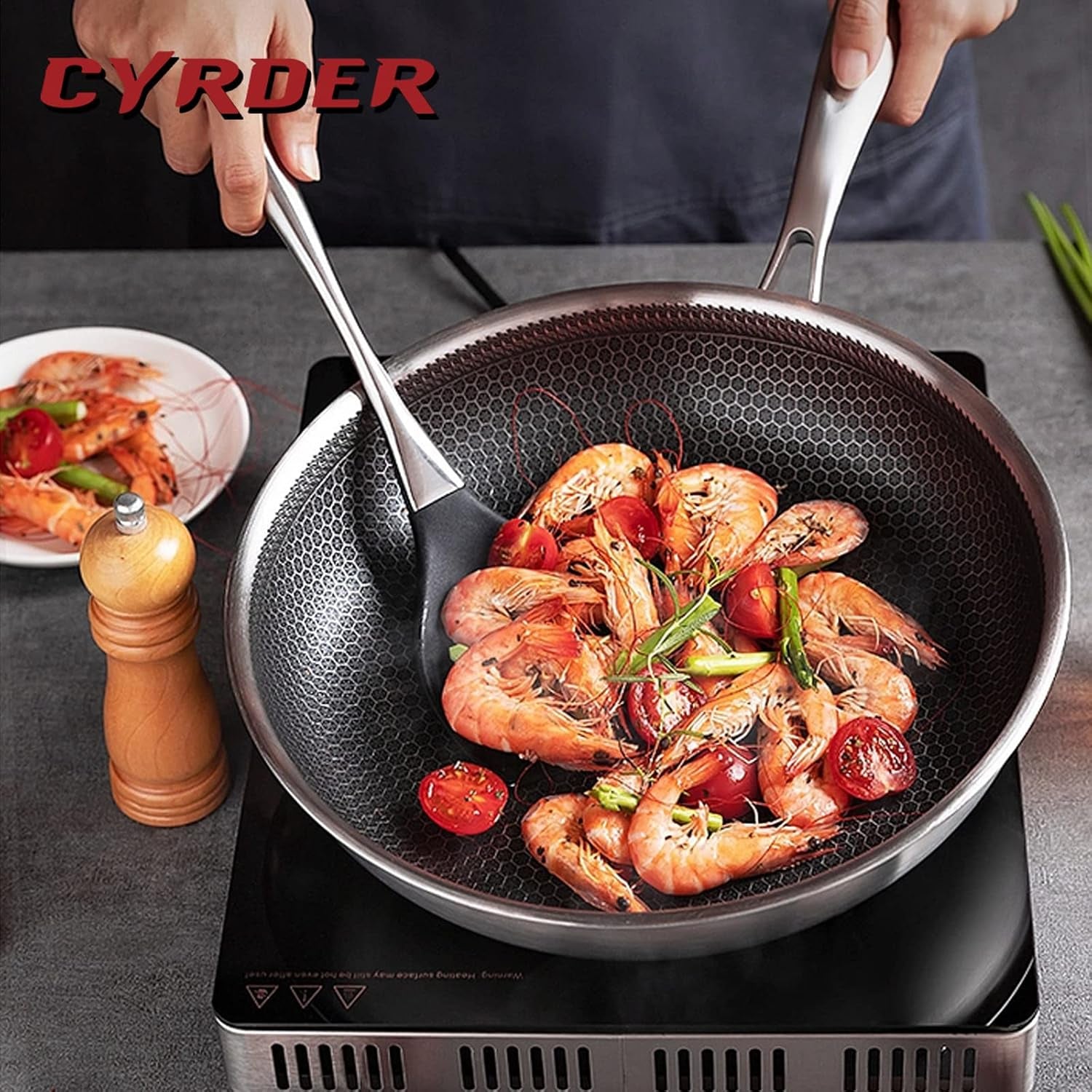 large-hybrid-nonstick-stainless-steel-pan-skillet-14-5in-pfoa-free-non-stick-wok-dishwasher-oven-safe-stay-cool-handle-works-with-induction-cooktop-ceramic-gas-electric-stove