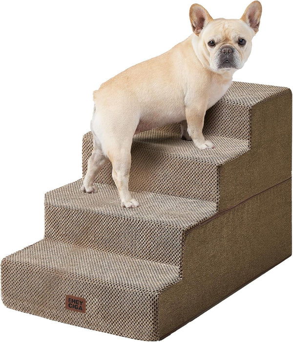EHEYCIGA Dog Stairs for Bed 18" H, Dog 4-Steps for High Bed, Olive Green | Pet Steps for Small Dogs and Cats, Non-Slip Balanced Pet Ramp Indoor54